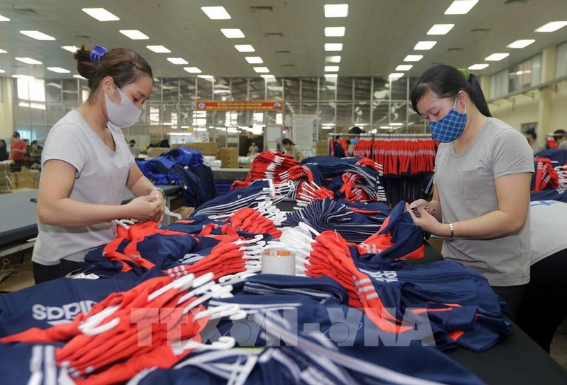 Labourers are working at Thai Nguyen Garment Company. (Photo: VNA)