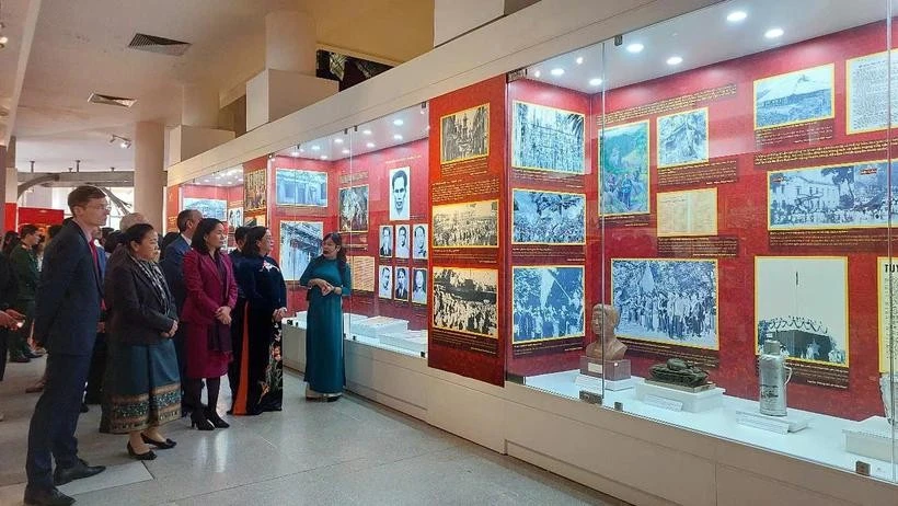 More than 200 images, documents, and artifacts highlighting the brilliant milestones of the Communist Party of Vietnam (CPV) over the last 95 years are being displayed at an exhibition in Hanoi. (Photo: VNA)