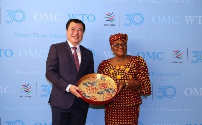 Deputy Minister of Industry and Trade Nguyen Sinh Nhat Tan (L) and WTO Director-General Ngozi Okonjo-Iweala (Photo: VNA)