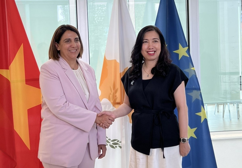 Deputy Foreign Minister Le Thi Thu Hang (R) meets with Irene Piki, Deputy Minister to the President of Cyprus. (Photo: The Ministry of Foreign Affairs).