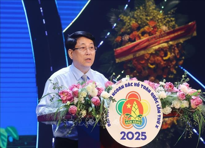 State President Luong Cuong speaks at the ceremony. (Photo: VNA)