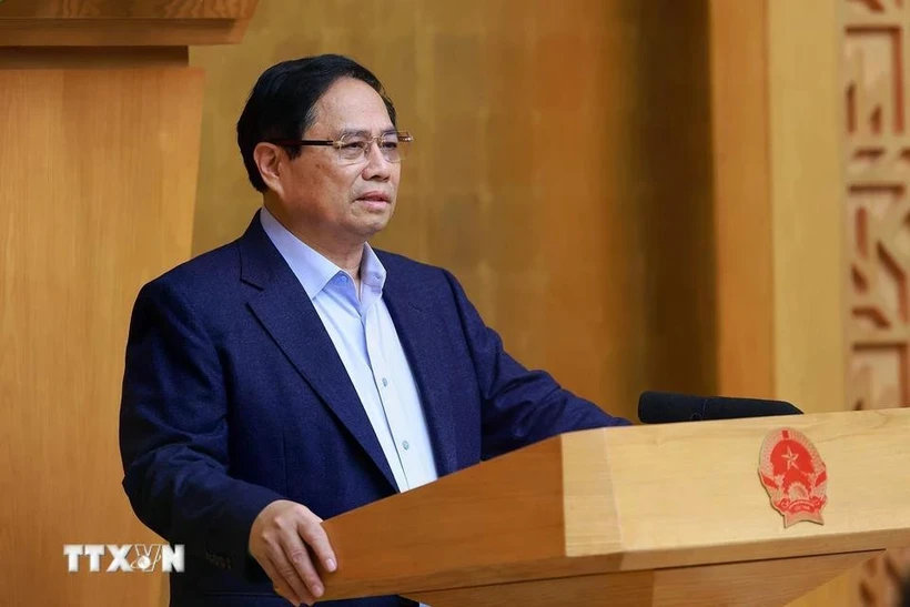 Prime Minister Pham Minh Chinh addresses the meeting (Photo: VNA)