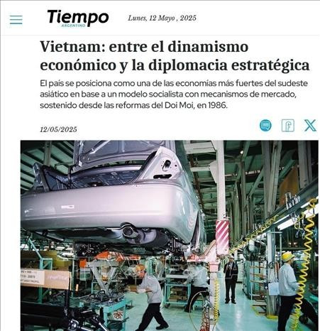 Screenshot photo of the article on Argentine website El Tiempo (Photo: VNA)