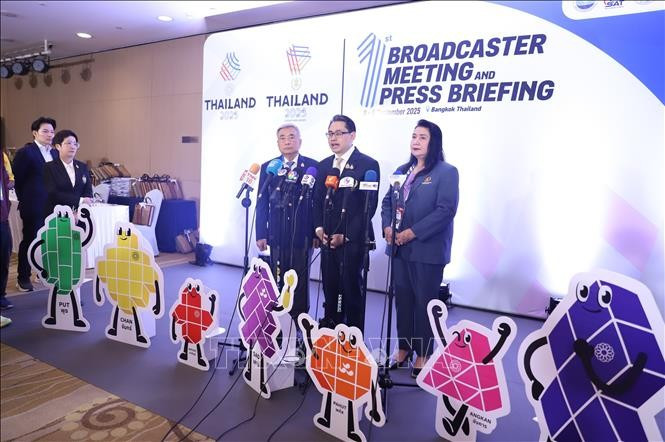The Sports Authority of Thailand hosts the broadcaster meeting and press briefing on September 8 to provide information about the 33rd SEA Games and the 13th ASEAN Para Games. (Photo: VNA)
