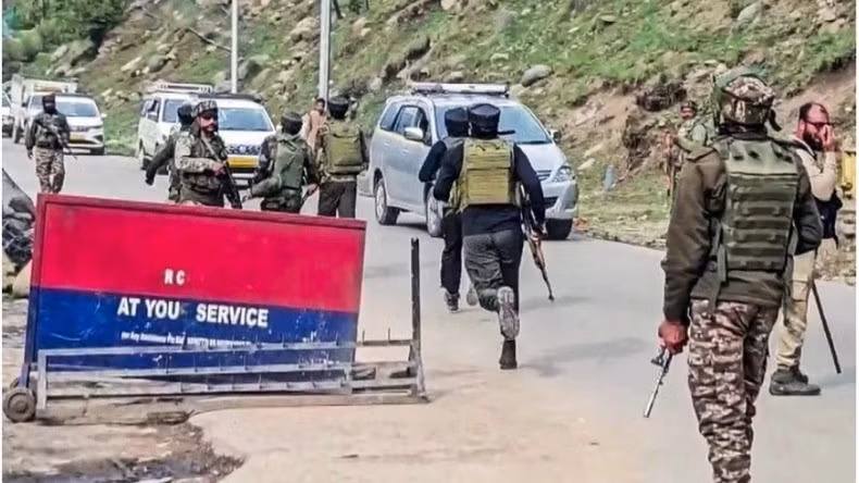 Indian security officers are deployed to the scene (Photo: ANI)