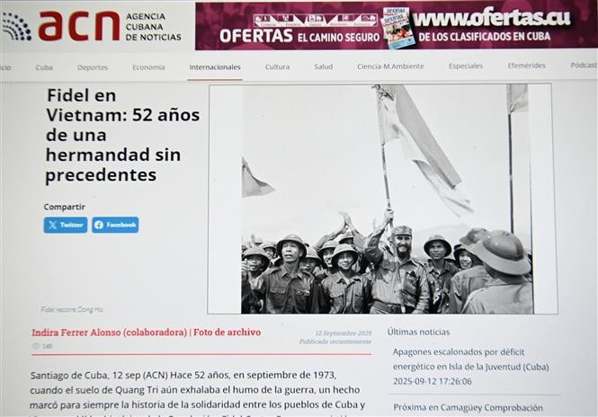 A screenshot of the article by the Cuban News Agency. (Photo: VNA)