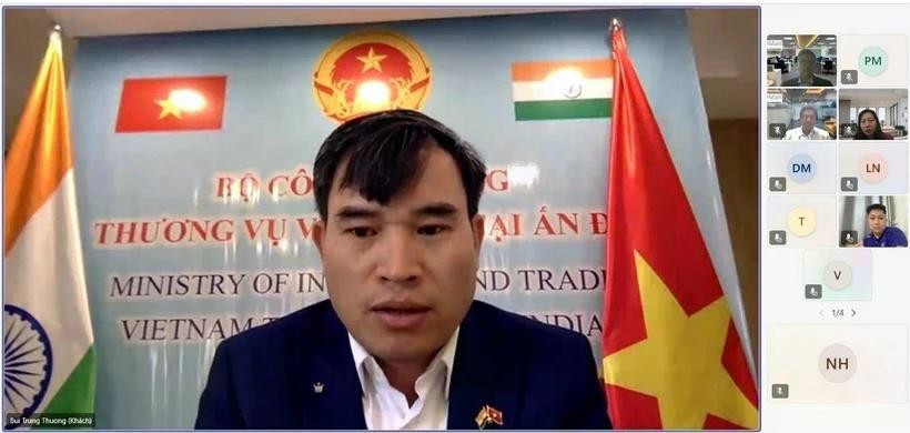 Trade Counsellor of Vietnam Bui Trung Thuong speaks at the online seminar. (Photo: VNA)