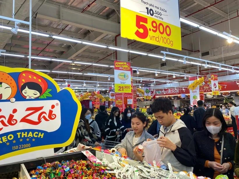 Vietnamese goods have a strong presence in major supermarkets. (Photo: VietnamPlus)