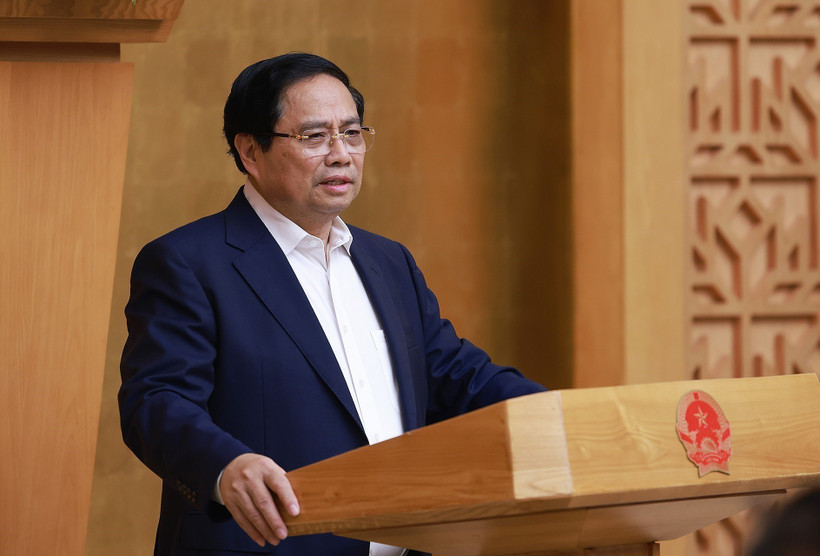 PM Pham Minh Chinh speaks at the meeting. (Photo: VNA)