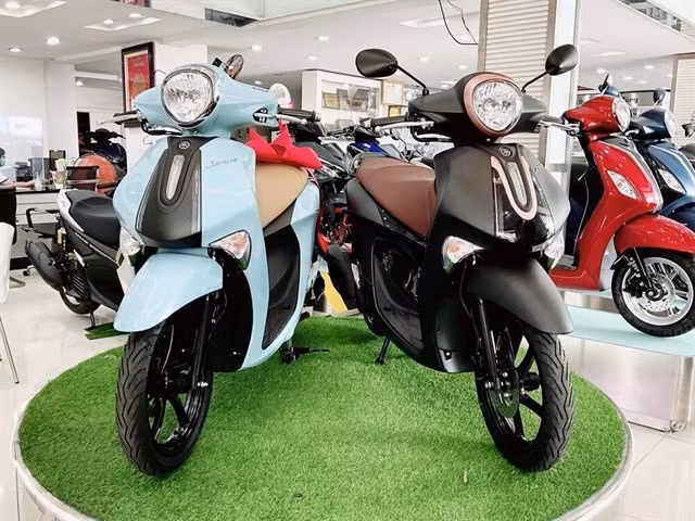 A showroom displays Yamaha models for sales in Hanoi. (Photo: xemayhonda.org)