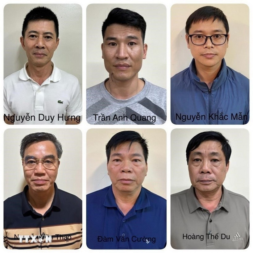 Defendants of the corruption case involving Thuan An Group (Photo: Ministry of Public Security/VNA)