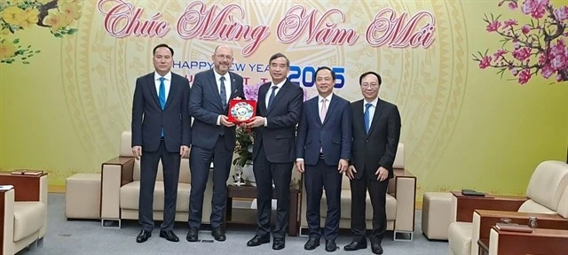 Da Nang city's leaders at a reception for Swiss Ambassador to Vietnam Thomas Gass. (Photo: VNA) 