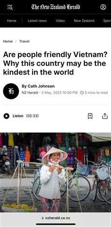 The articles by journalist Cath Johnsen on New Zealand Herald. (Photo: VNA broadcasts)