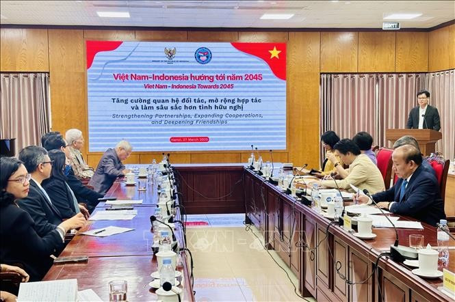 The seminar is held in Hanoi on March 27 with theme "Vietnam - Indonesia Towards 2045: Strengthening Partnership, Expanding Cooperation, and Deepening Friendship". (Photo: VNA)
