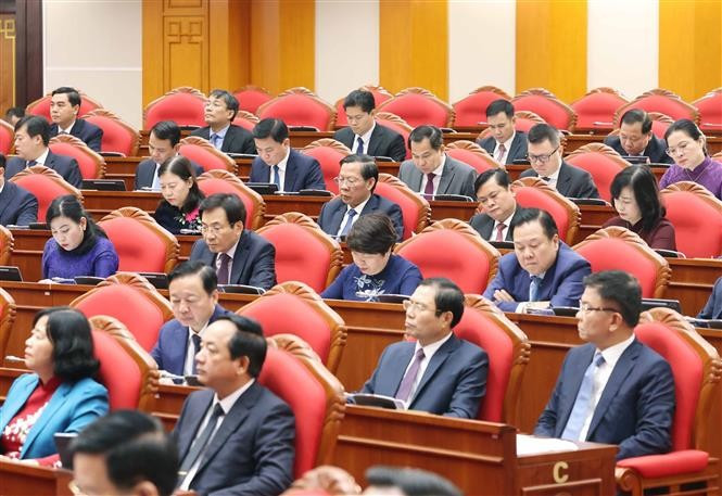 Members of the 13th Party Central Committee at their 11th plenum (Photo: VNA)