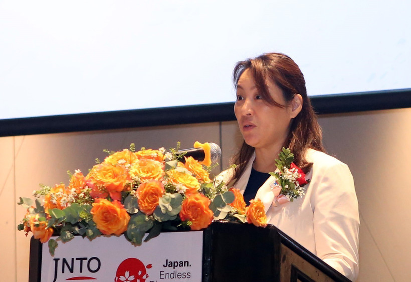 JNTO Chief Representative in Vietnam Matsumoto Fumi speaks at the event (Photo: VNA)