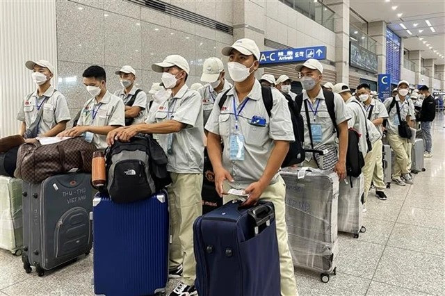 Vietnamese labourers arrive at Incheon Airport in the Republic of Korea. (Photo: VNA)