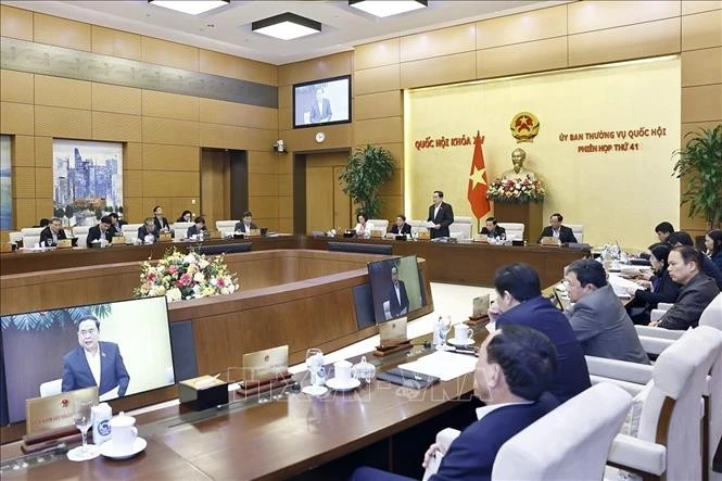 NA Chairman Tran Thanh Man addresses 41st session of the National Assembly (NA) Standing Committee (Photo: VNA)