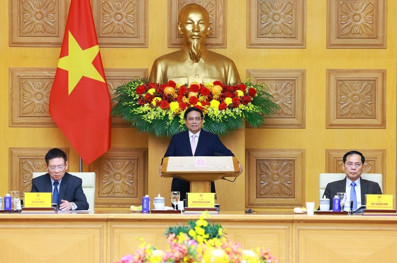 Prime Minister Pham Minh Chinh addresses the dialogue (Photo: VNA)