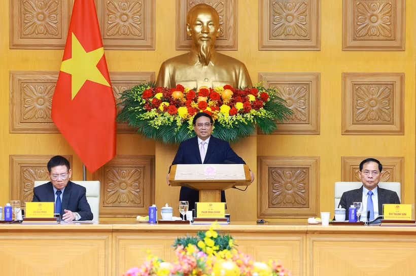 Prime Minister Pham Minh Chinh addresses the dialogue (Photo: VNA)