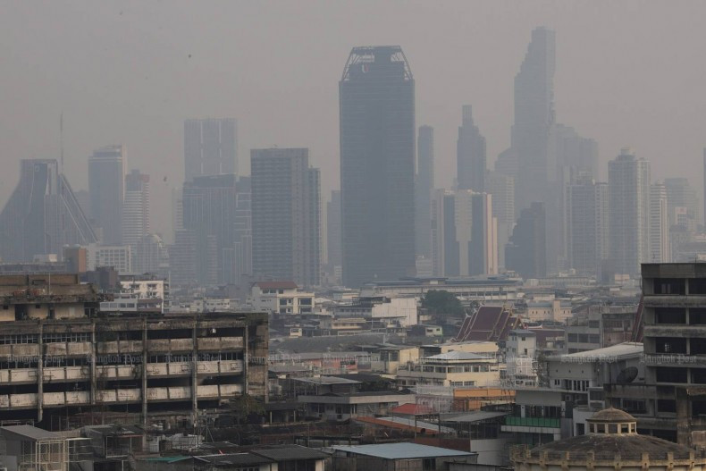 Bangkok's high-rises are obscured by hazardous smog as they were seen from atop of Golden Mount in January 2025. (Photo: bangkokpost.com) 