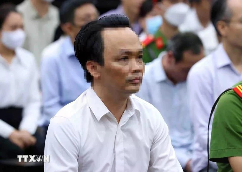 Defendant Trinh Van Quyet at the first instance trial. (Photo: VNA)