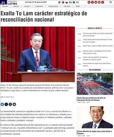 An article of Prensa Latina's special series marking the 50th anniversary of the liberation of the South and national reunification (April 30, 1975 – 2025). (Photo: VNA)