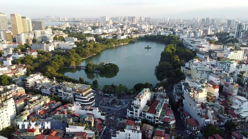 A bird view of Hoan Kiem Lake in Hanoi (Photo: VNA)