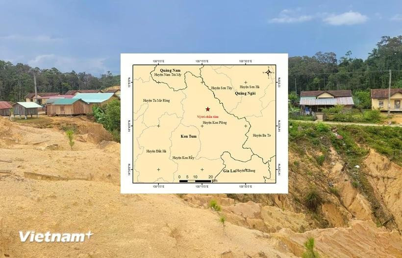 A 3.8-magnitude earthquake hits Kon Plong district of the Central Highlands province of Kon Tum in the morning of June 11 (Photo: VNA)