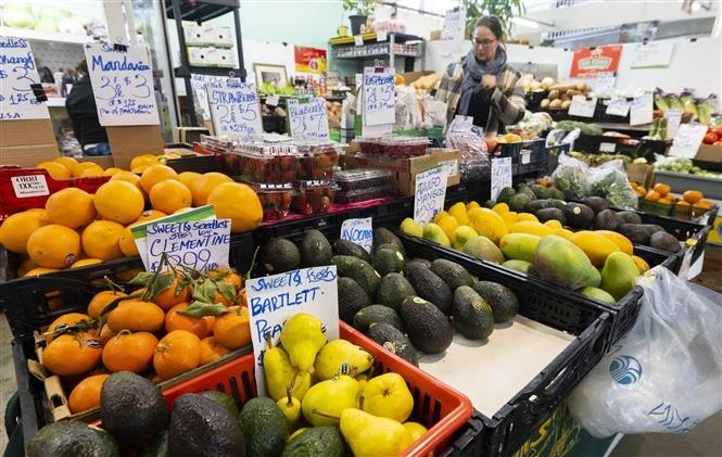 People shop at a market in Ontario, Canada, on March 21, 2023. (Photo: Xinhua/TTXVN)