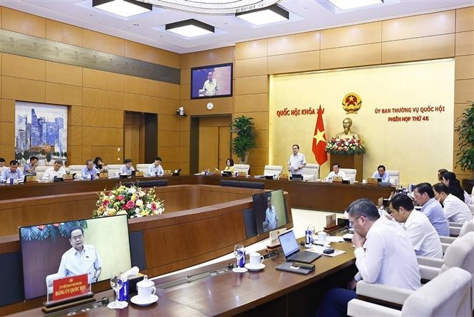 NA Chairman Tran Thanh Man speaks at the closing sitting of the 46th session of the NA Standing Committee on June 10. (Photo: VNA)