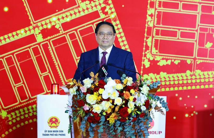 PM Pham Minh Chinh speaks at the ground-breaking ceremony. (Photo: VNA)