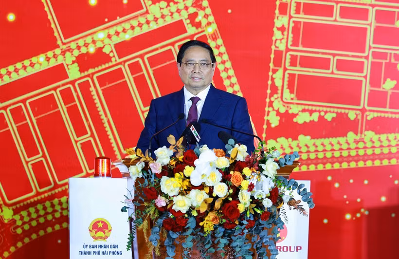 PM Pham Minh Chinh speaks at the ground-breaking ceremony. (Photo: VNA)