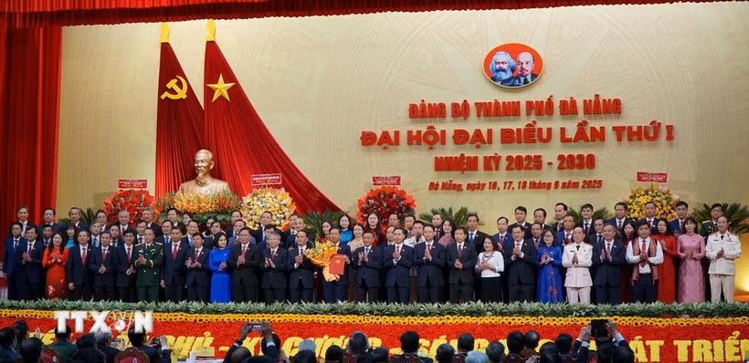 The Da Nang Party Committee for the 2025–2030 term make debut at the first Party Congress of the city. (Photo: VNA)