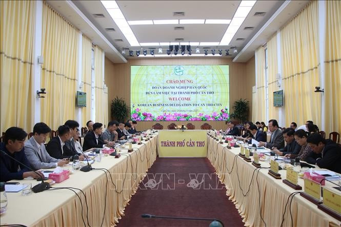 The People’s Committee of Can Tho city on September 24 hosts a working session with a delegation of enterprises from the Republic of Korea. (Photo: VNA)