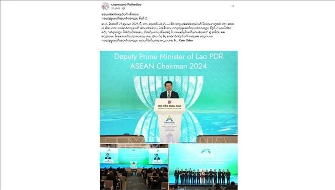 According to the article, Lao Deputy PM Saleumxay Kommasith congratulated and highly valued Vietnam's initiative in organising the forum. (Photo: screenshot)