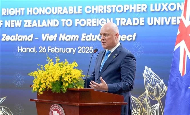 New Zealand Prime Minister Christopher Luxon addresses the event. (Photo: VNA)