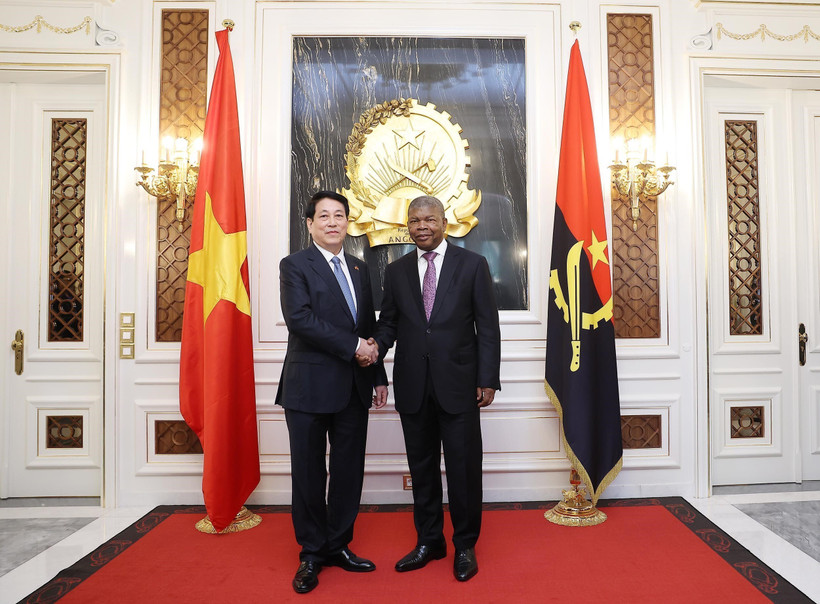 Vietnamese State President Luong Cuong (L) and Angolan President João Manuel Gonçalves Lourenço (Photo: VNA)