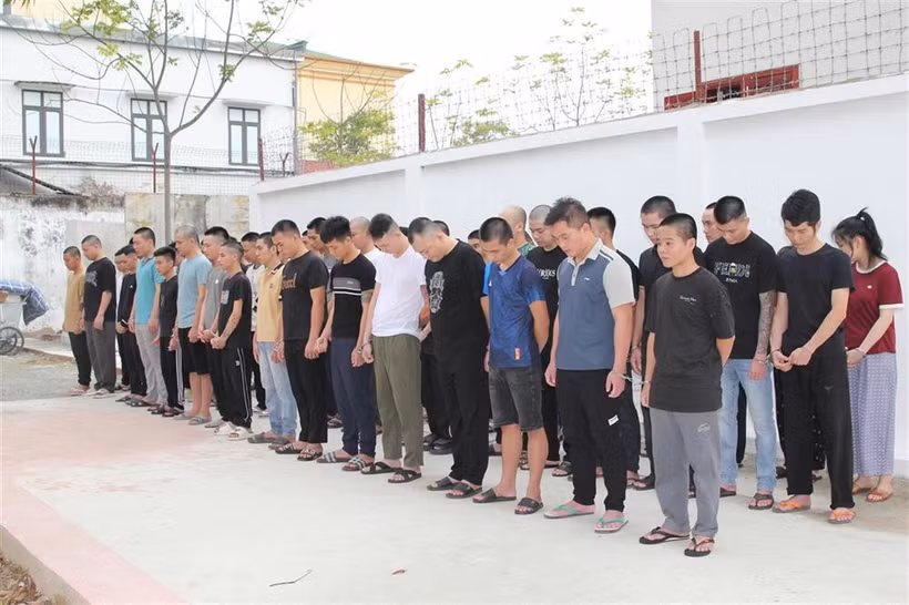 Suspects of the transnational cyber fraud ring (Photo: baocongan.gov.vn)