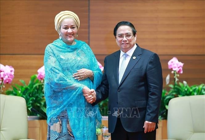 Prime Minister Pham Minh Chinh and United Nations (UN) Deputy Secretary-General Amina Mohammed. (Photo: VNA)