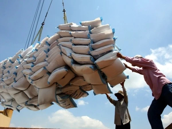 A rice shipment being readied for transport in the Mekong Delta province of Dong Thap. (Photo: VNA)