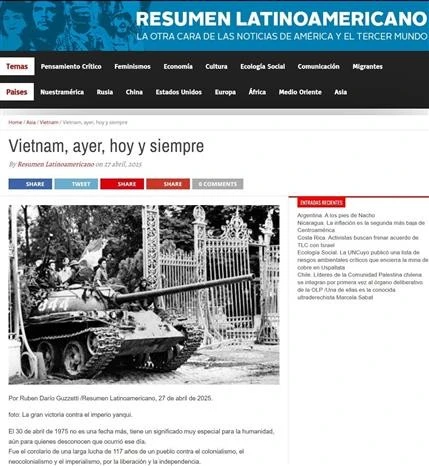 The article on Resumen Latinoamericano (Source: Screenshot)