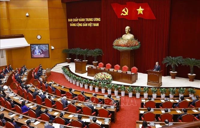 An overview of the meeting of the 13th Central Committee of the Communist Party of Vietnam (Photo: VNA)