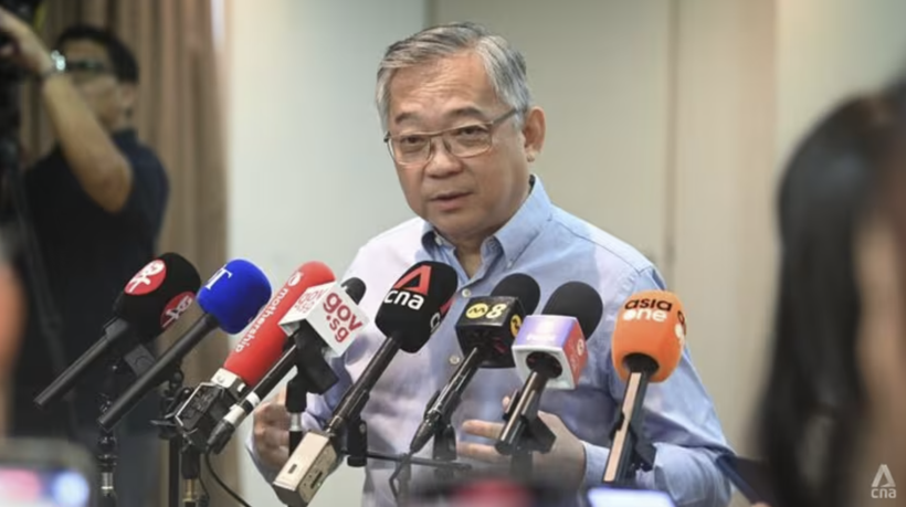 Singaporean Deputy Prime Minister Gan Kim Yong holding a doorstop interview on the latest US tariff developments on September 27, 2025. (Photo: CNA/Syamil Sapari)