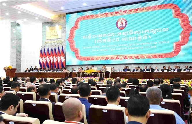 An overview of the 45th meeting of the Central Committee of the ruling Cambodian People's Party (CPP). (Photo: VNA)