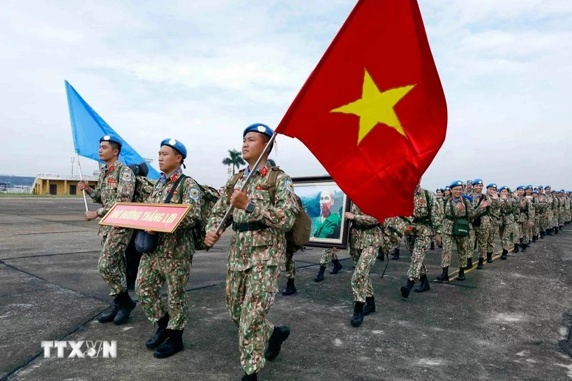 The Vietnamese peacekeeping force departs from Noi Bai International Airport (Hanoi) to carry out their mission at the United Nations Interim Security Force for Abyei (UNISFA). Illustrative image (Photo: VNA)