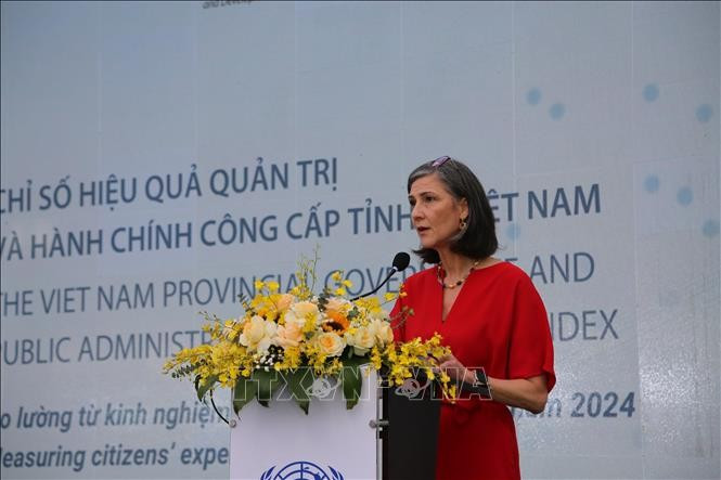 Ramla Khalidi, UNDP Resident Representative in Vietnam, speaks at the event (Photo: VNA)