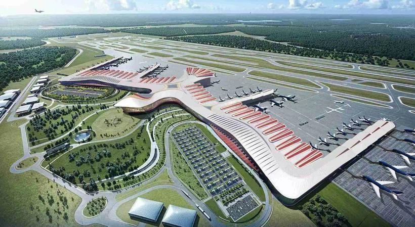 A graphic design of a new passenger terminal of Phu Quoc International Airport