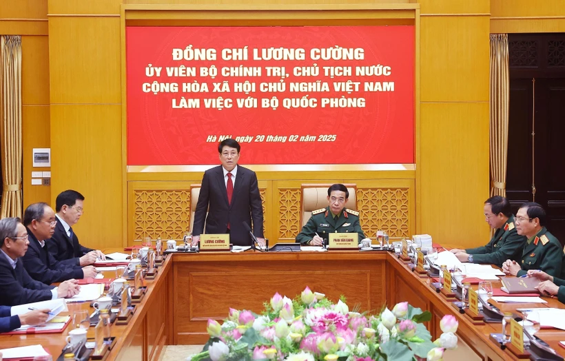 State President Luong Cuong addresses the working session (Photo: VNA)