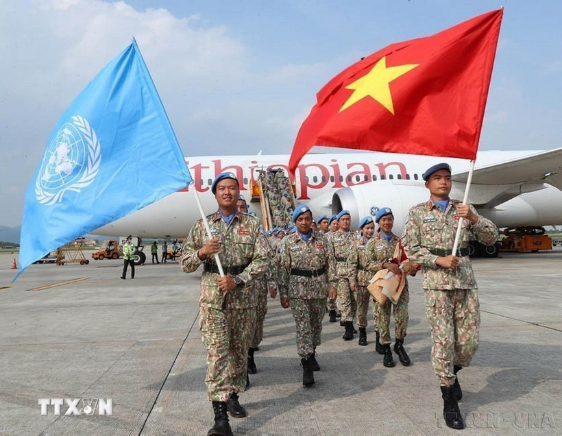 Welcome ceremony for Vietnamese Engineering Unit No.2 returning from UNISFA Mission. (Photo: VNA)